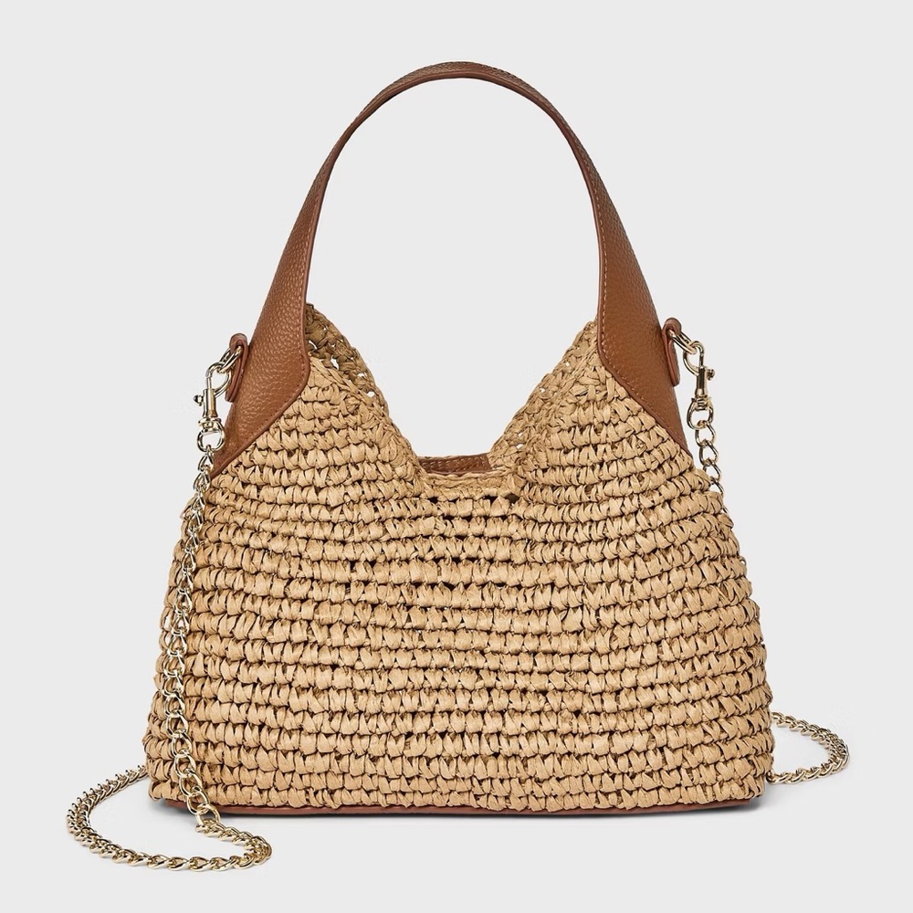 Straw Mini Slouchy Shoulder Bag - Universal Thread™ Natural NWT